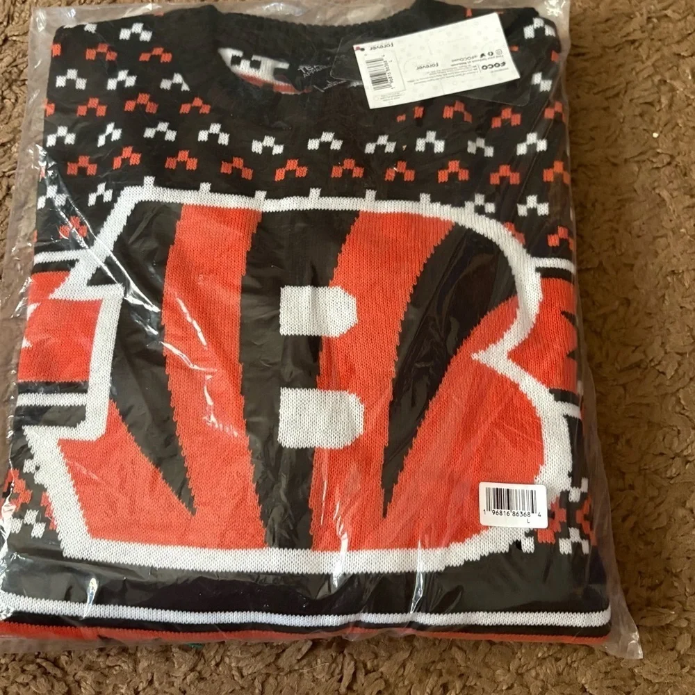Cincinnati Bengals Men's Sweater NEW FOCO NFL Large Ugly Christmas Orange Black